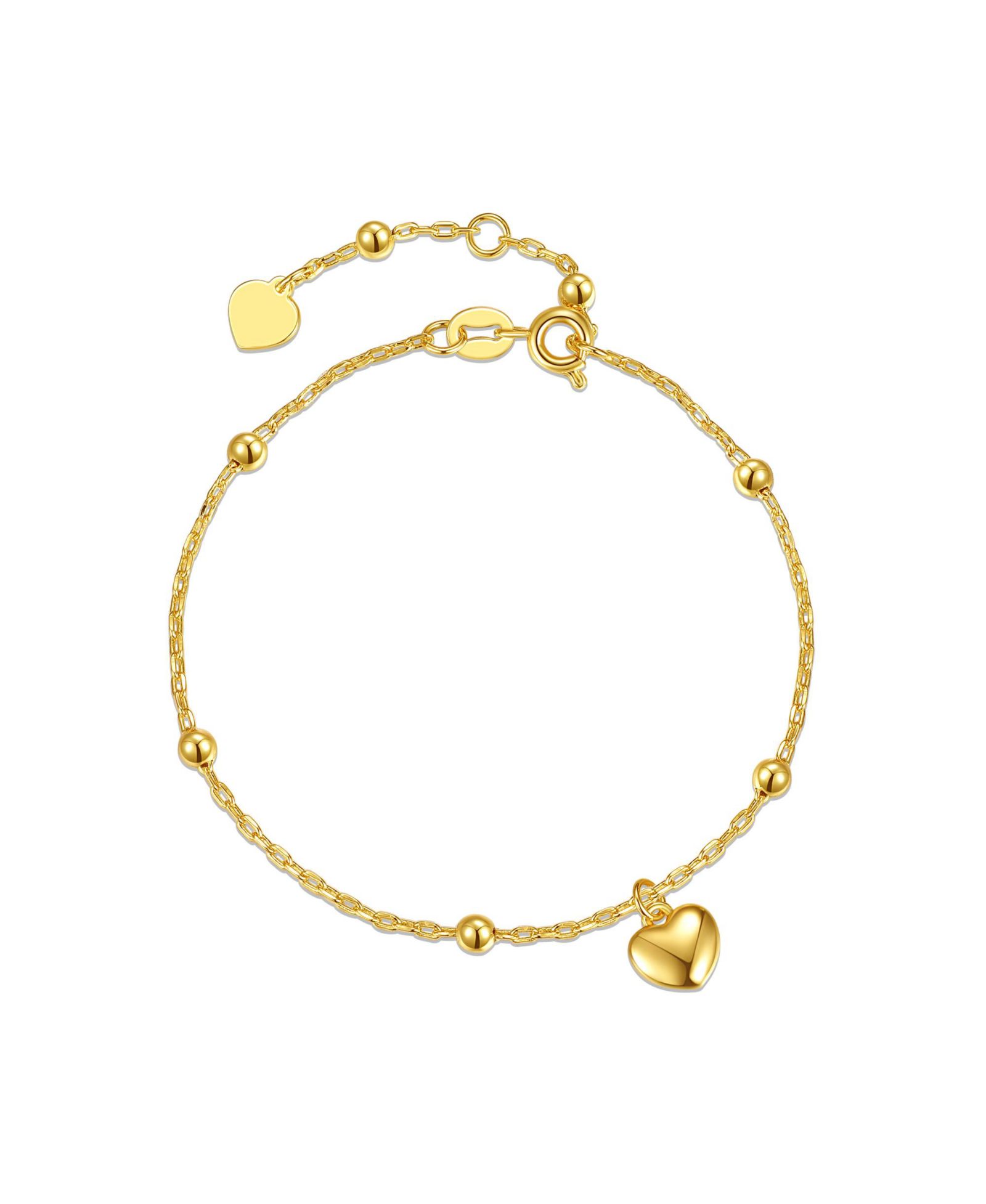 Детский браслет GiGiGirl 14k Yellow Gold Plated Heart Charm Station Bead