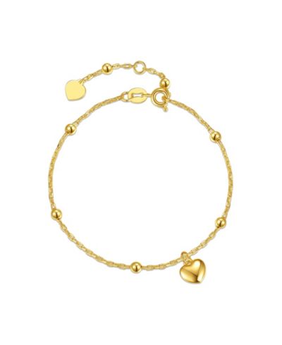 Детский браслет GiGiGirl 14k Yellow Gold Plated Heart Charm Station Bead