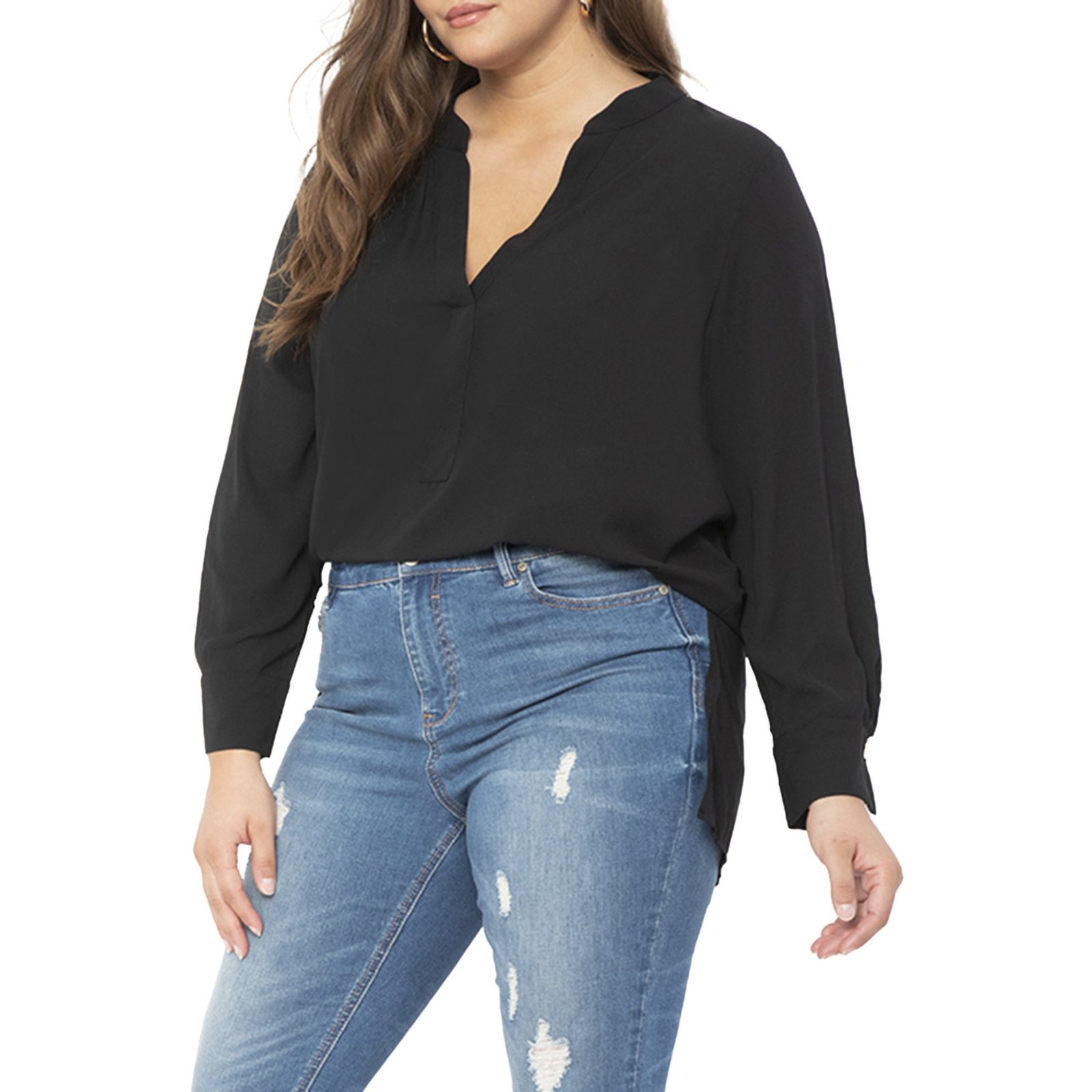 ELOQUII Women's Mandarin Collar Tunic