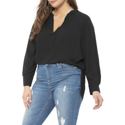 ELOQUII Women's Mandarin Collar Tunic