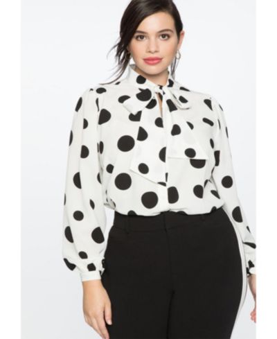 Женская блузка ELOQUII Printed Crepe Tie-Neck