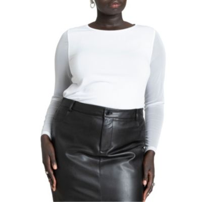 ELOQUII Women's Sheer Sleeve Tee