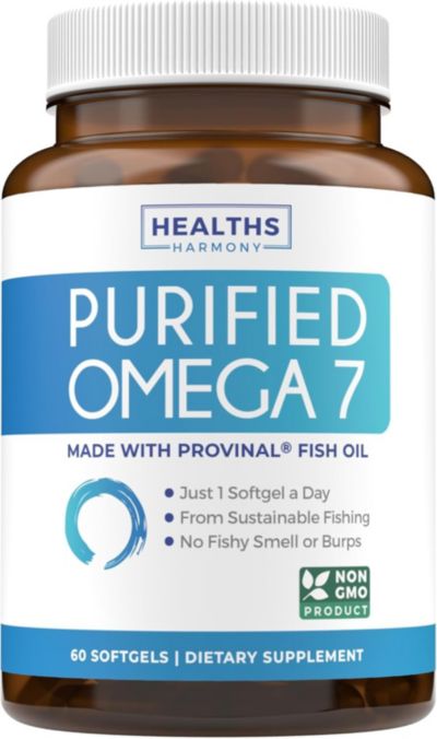 БАД Healths Harmony Purified Omega 7 Softgel Capsules, Provinal Sustainable Peruvian Anchovy Fish Oil, 60 шт