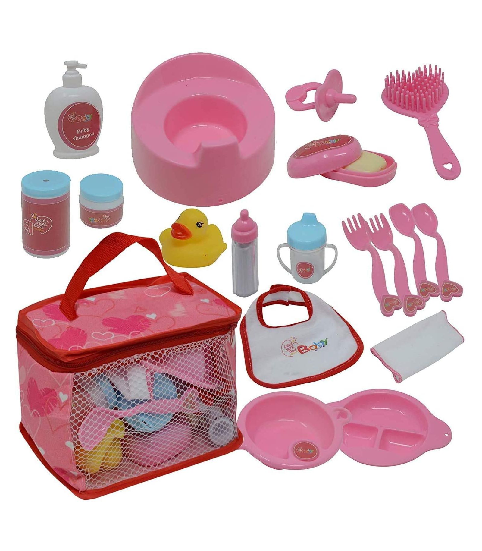 The New York Doll Collection Feeding and Caring Doll Accessories, 20-Piece Set, Ages 3+