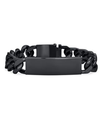 Bling Jewelry Men's Name Bar ID Bracelet Cuban Curb Chain Black Plated Stainless Steel