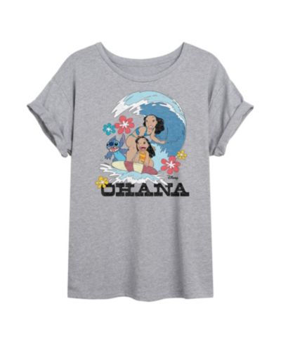 Hybrid Apparel Trendy Juniors Lilo  Stitch Ohana Graphic Oversized Tee