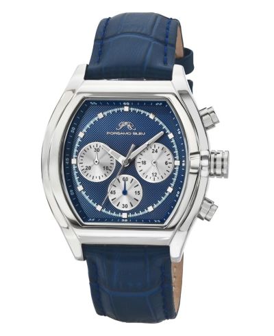 Porsamo Bleu Мужские часы Roman Chronograph синие кожаные 42 mm