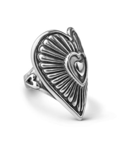 American West Jewelry Женское кольцо из стерлингового серебра с дизайном Heart and Sunburst, размеры 5-10
