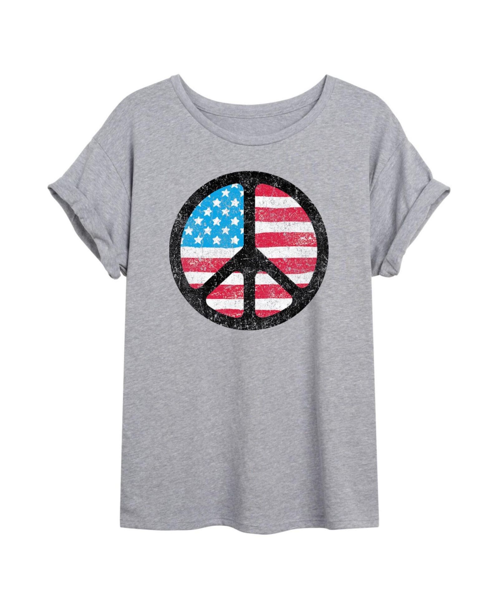 Hybrid Apparel Trendy Juniors Flag Peace Graphic Oversized Tee