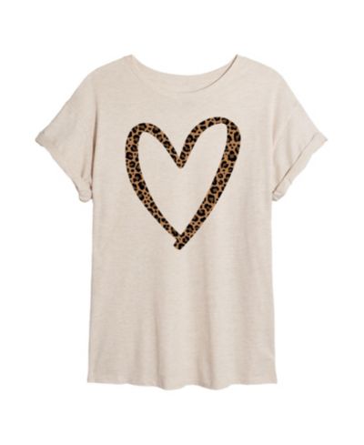 Свободная футболка Hybrid Apparel Trendy Juniors Leopard Heart Graphic