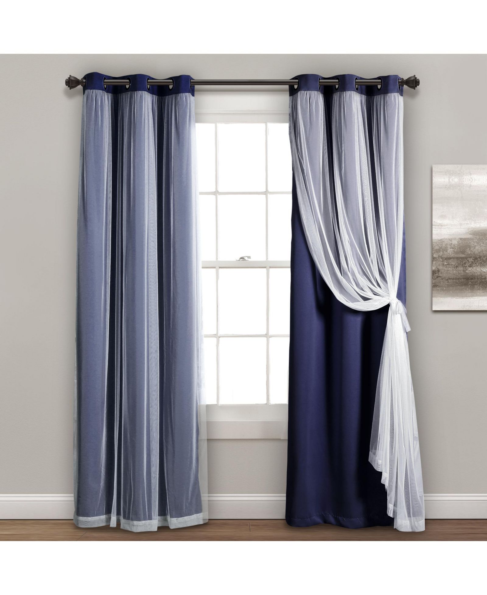 Lush Decor Grommet Sheer Curtain Panel with Insulated Blackout Lining