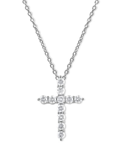 Подвеска Diamond Cross (1 ct. t.w.) в 14k белом, желтом или розовом золоте