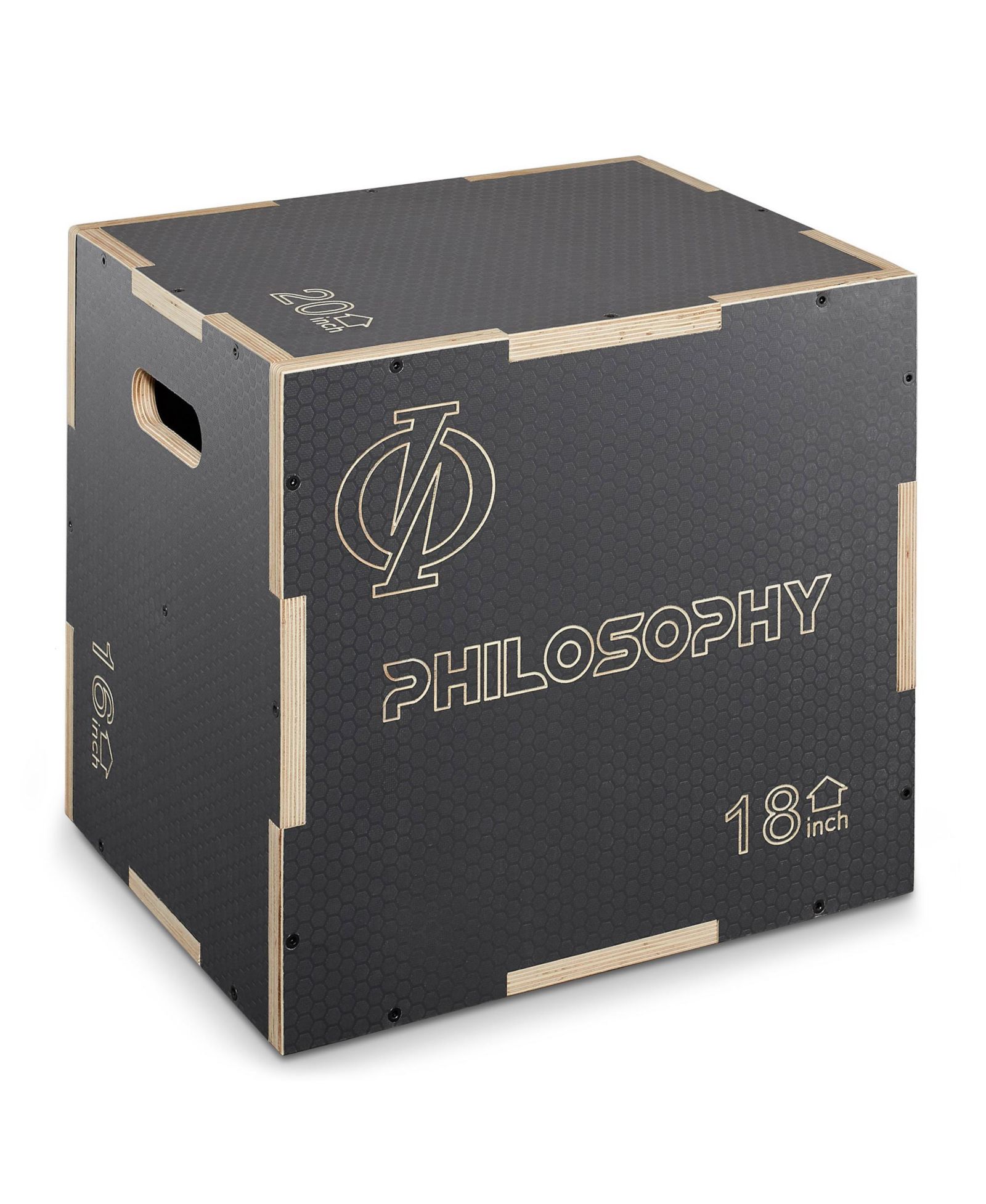 Деревянный тренировочный бокс Philosophy Gym 3-в-1 с нескользящим покрытием, 20" x 18" x 16", серый, плиометрический бокс для прыжков, тренировок и развития выносливости