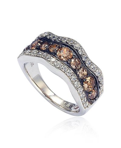 Suzy Levian Sterling Cubic Zirconia Wavy Ring