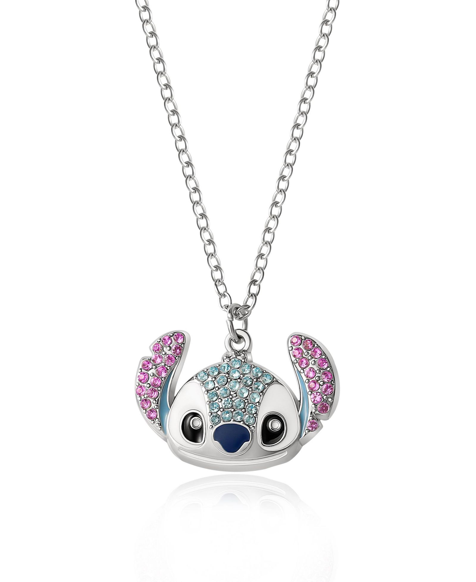 Disney Lilo and Stitch Подвеска с камнями Pave на серебряной цепочке