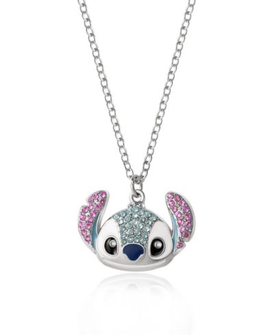 Disney Lilo and Stitch Подвеска с камнями Pave на серебряной цепочке