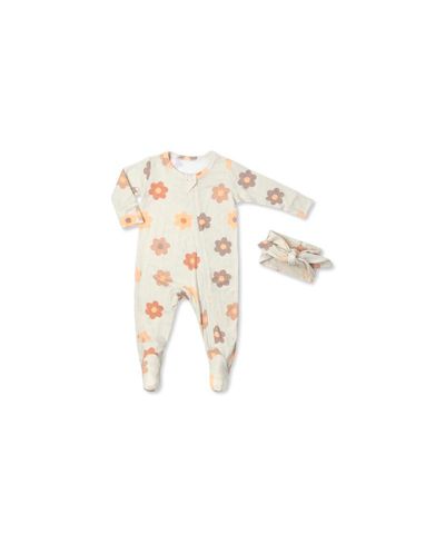 Baby Grey By Everly Grey Baby Girls Grey by Everly Grey Zip Long Sleeve Footie & Head Wrap Set