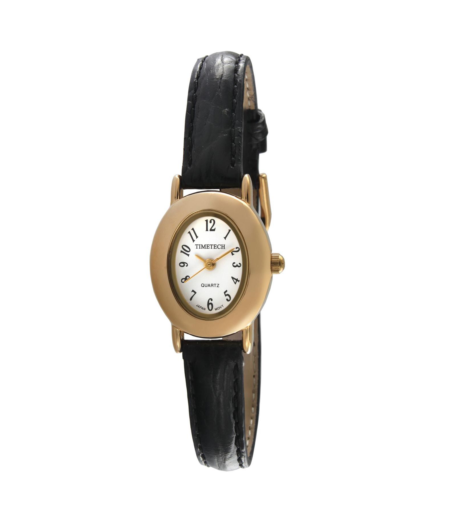 TIMETECH Women's Tonneau Petite Dial Watch with Black Leather Band