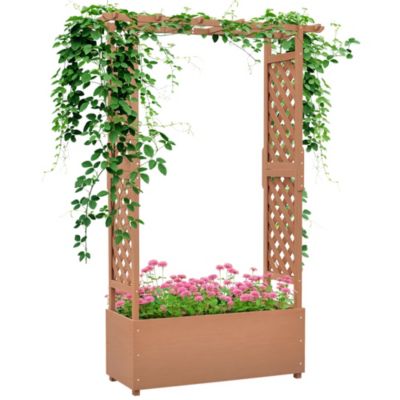 Outsunny 70.75" Raised Garden Bed with Trellises and Roof, Drainage and Filter