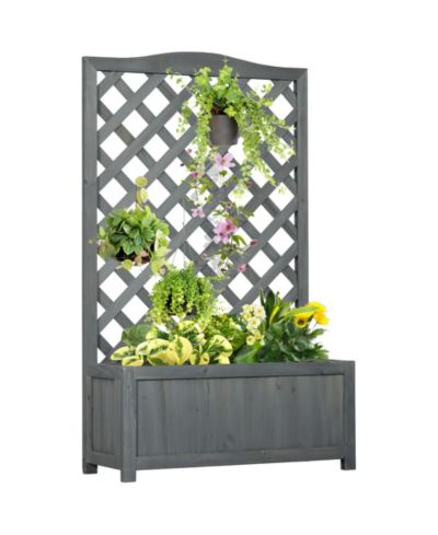 Деревянная приподнятая садовая грядка Outsunny 46" с решеткой для овощей