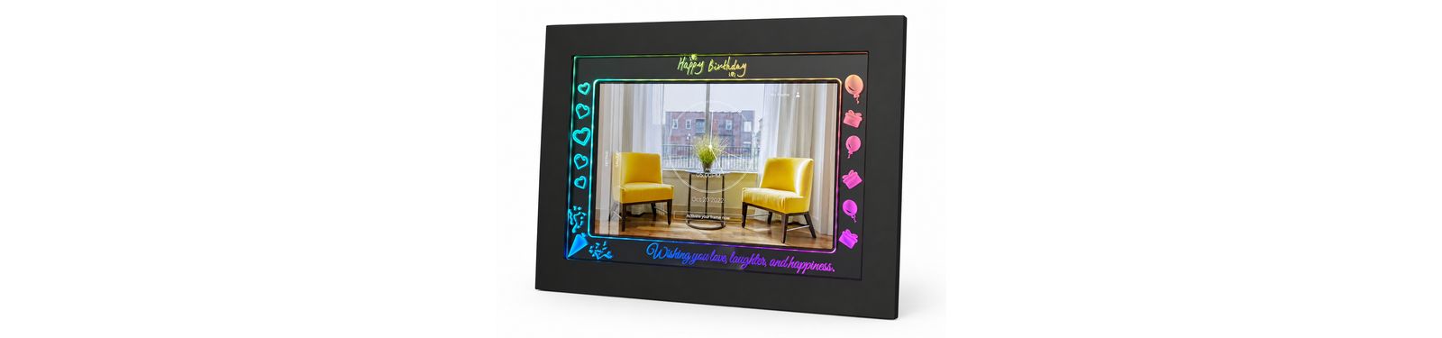 Eco4life 10.1 Inch Digital Picture Frame, Ideal Birthday Gift for Women - RGB Lighting, LCD Touch Screen, App Photo & Video Sharing, 16GB Memory