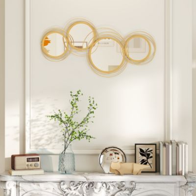 HOMCOM круглое настенное зеркало Metal Wall Art 42.25"