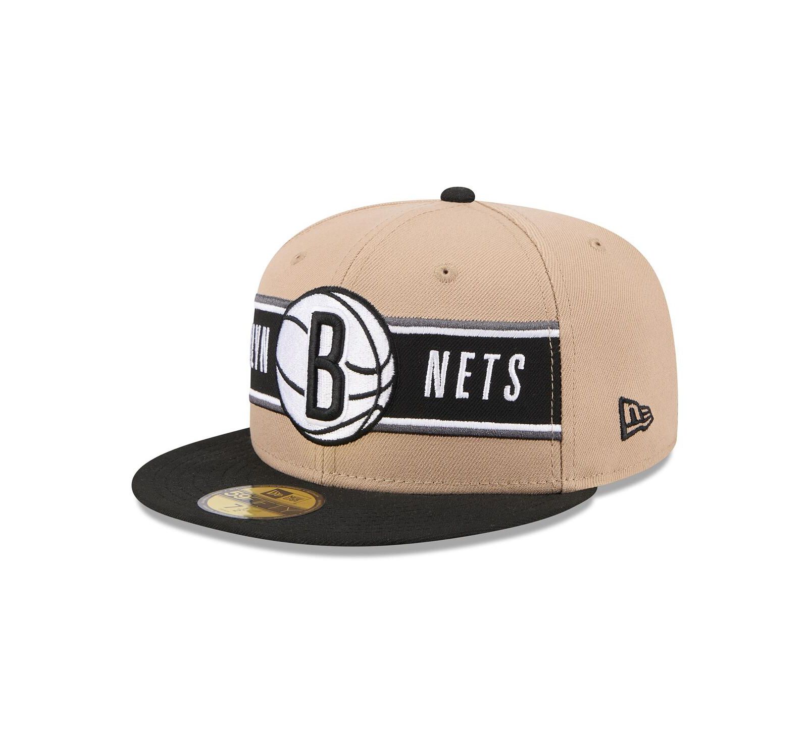 Мужская бейсболка New Era Tan/Black Brooklyn Nets 2024 NBA Draft 59FIFTY Fitted Hat
