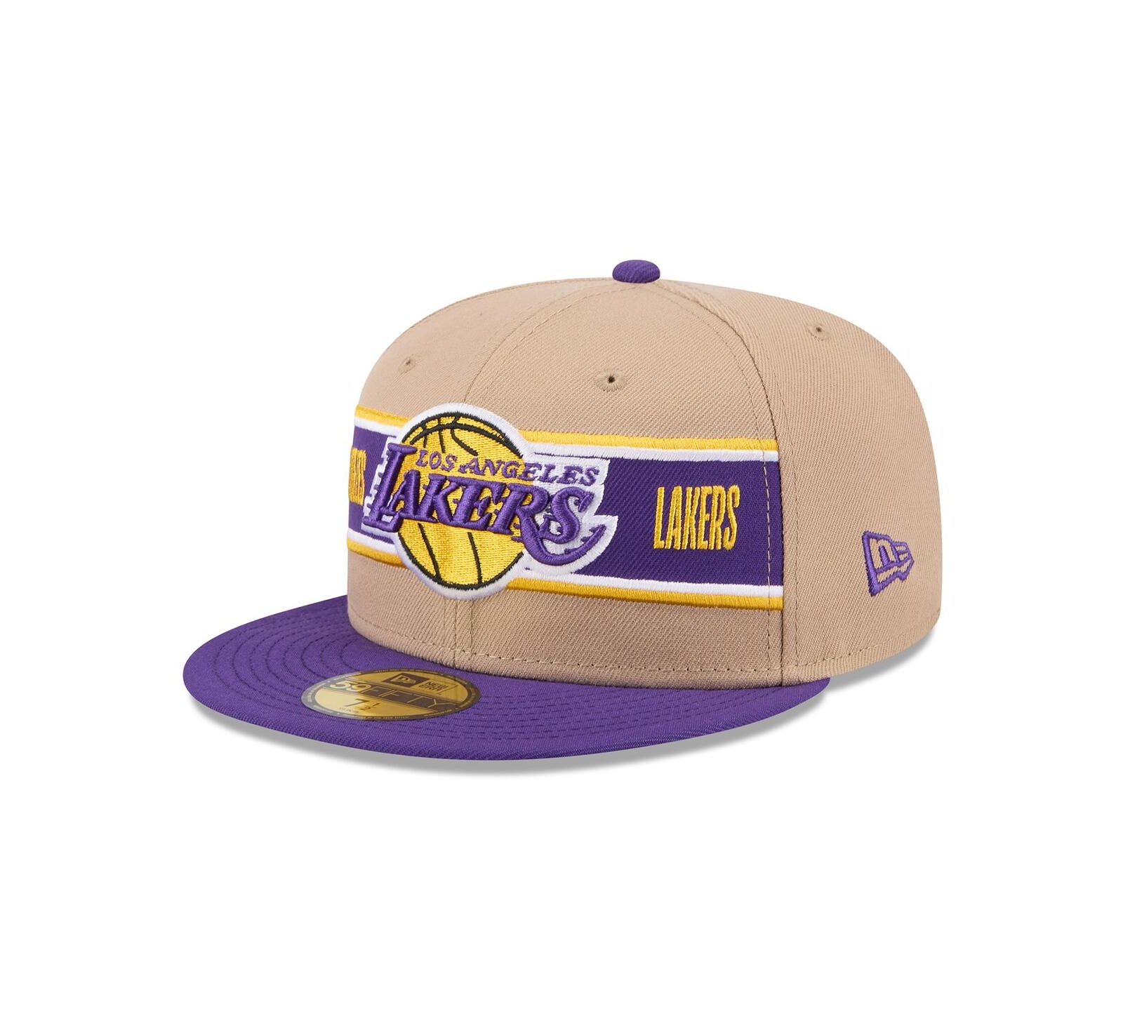 Мужская кепка New Era Los Angeles Lakers 2024 NBA Draft 59FIFTY Fitted, Tan/Purple