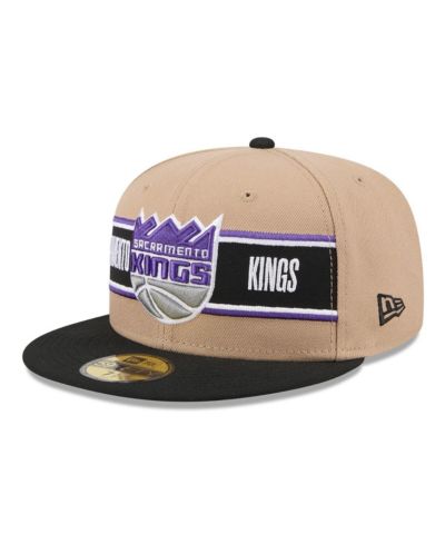 Мужская кепка New Era Tan/Black Sacramento Kings 2024 NBA Draft 59FIFTY Fitted