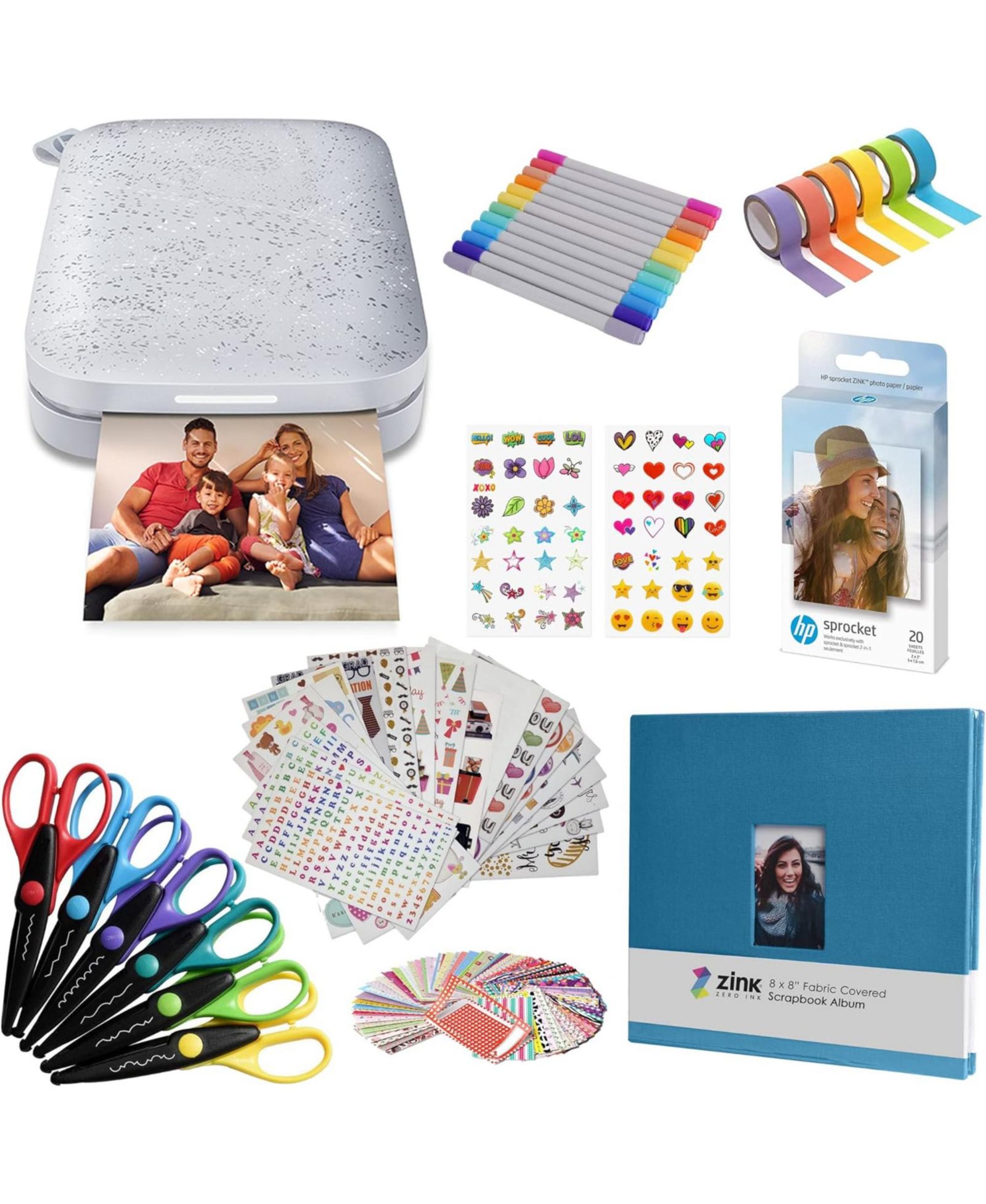Портативный фотопринтер HP Sprocket 2x3" Instant Photo Printer с набором для скрапбукинга