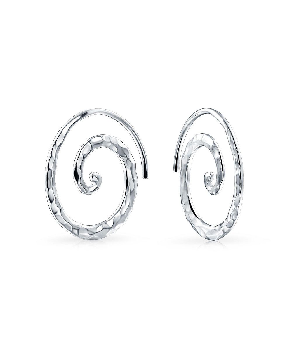 Серьги Bling Jewelry Boho Geometric Hoop Huggie Sterling Silver Spiral Design