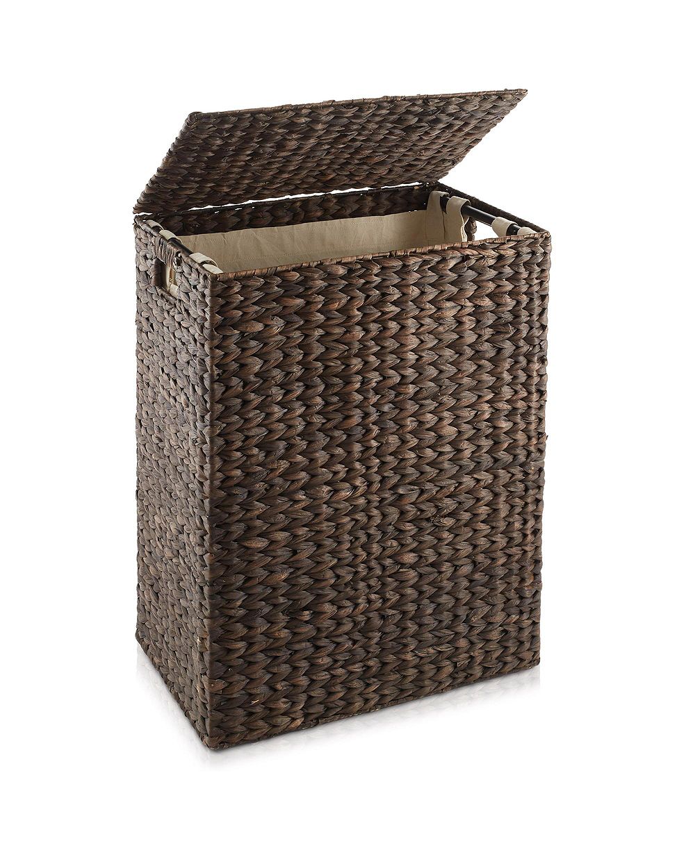 Корзина для белья Casafield Large Laundry Hamper с крышкой и съемным мешком из гиацинтовой воды