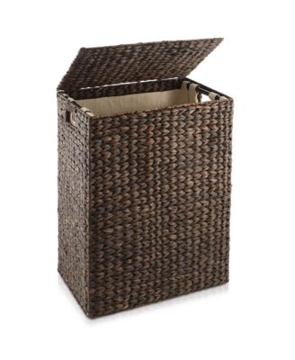 Casafield Large Laundry Hamper with Lid and Removable Liner Bag Woven Water Hyacinth Laundry Basket