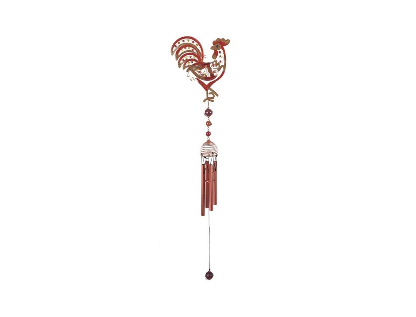 FC Design 30" Long Rooster Copper and Gem Wind Chime Home Decor Perfect Gift for House Warming, Holidays and Birthdays