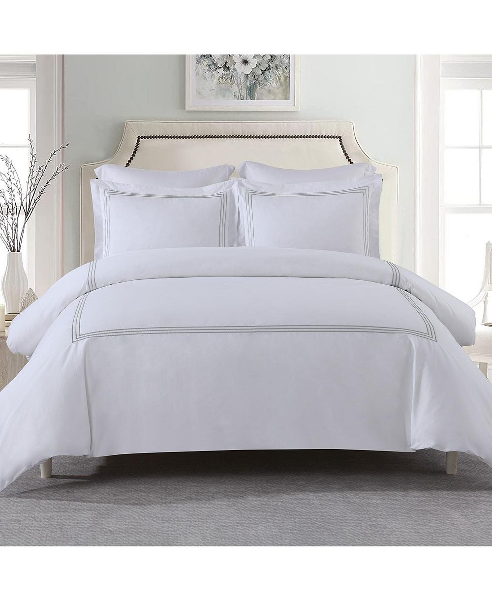 Egyptian Linens Adeline 100% Cotton Percale вышитый комплект из 3-х пододеяльников, King/CalKing
