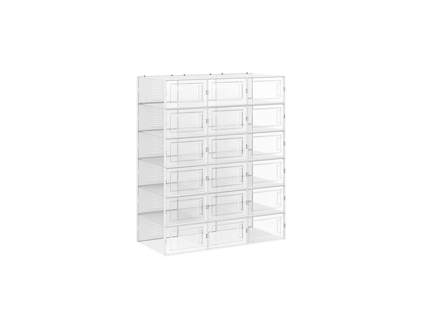 Slickblue 18-Pack Foldable Sneaker Storage Boxes with Stackable Design for Closet Organization