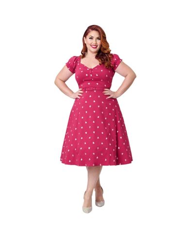 Женское винтажное платье Unique Vintage Plus Size 1960s Ohara Sweetheart Neckline Swing