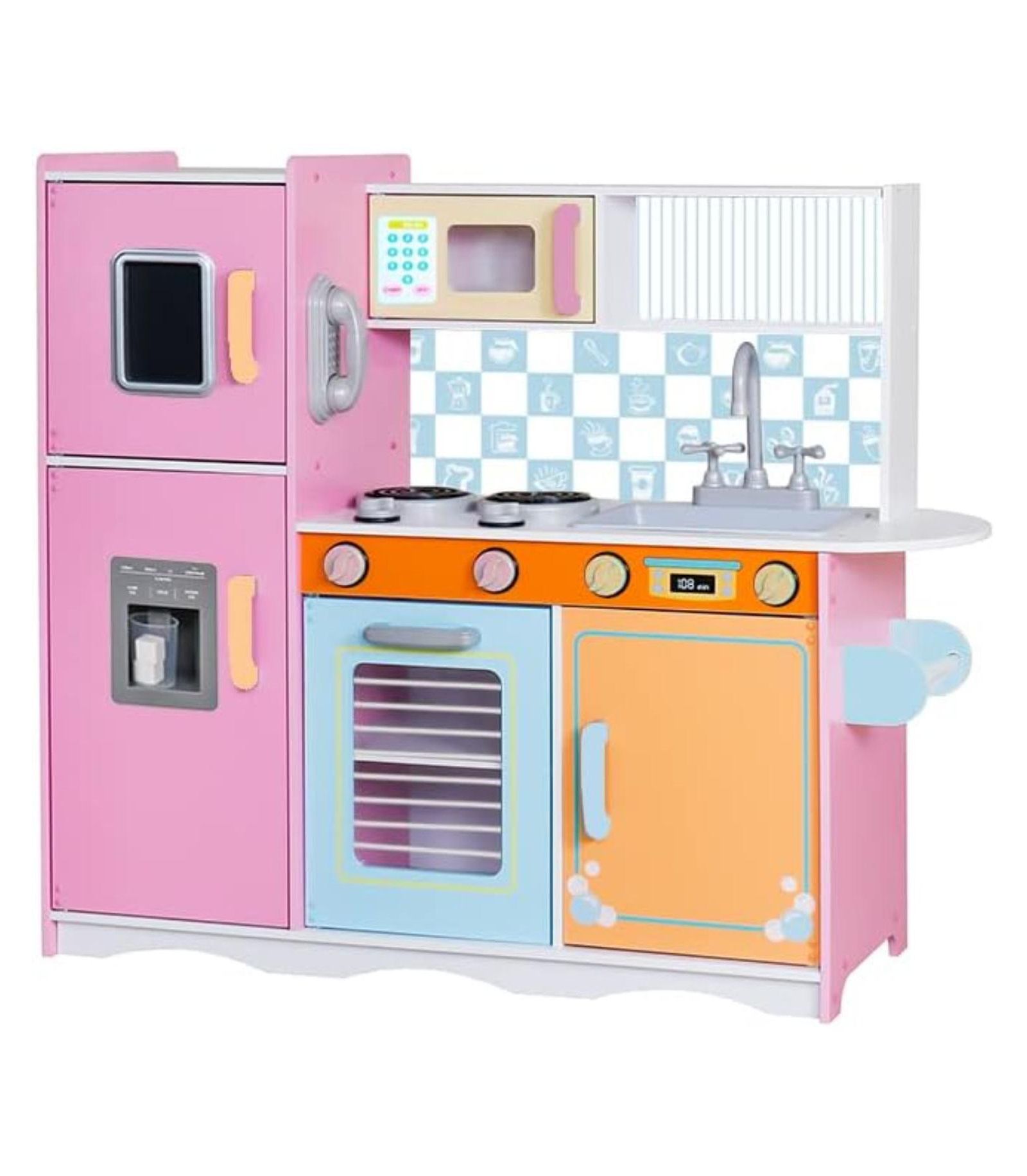 Детский кухонный набор Lil' Jumbl Wooden Pretend Play Kitchen Pink Colorful