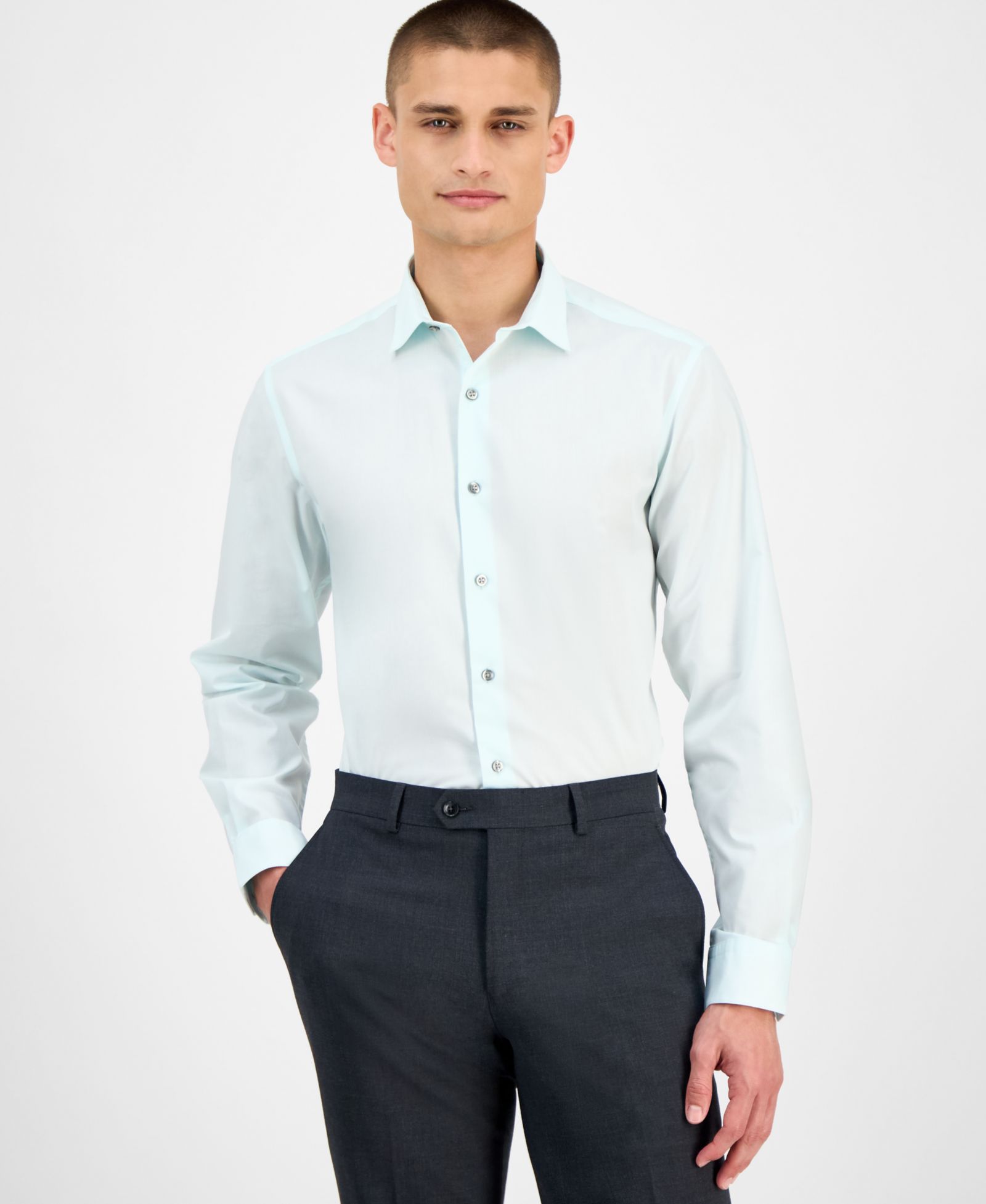 Alfani Мужская приталенная однотонная рубашка