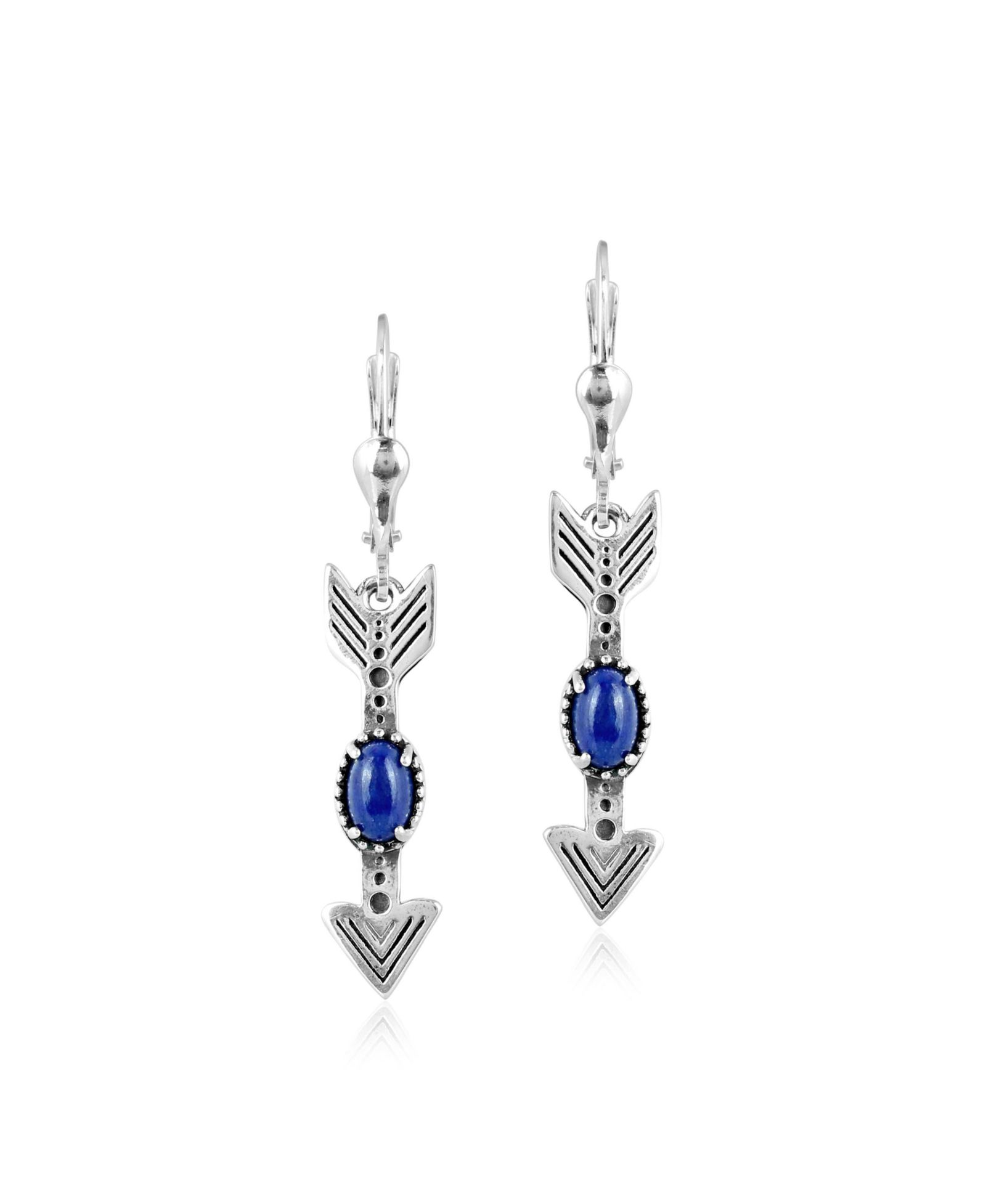 American West Jewelry серьги-ливербеки Sterling Lapis Lazuli Gemstone Arrow из серебра с лазуритом