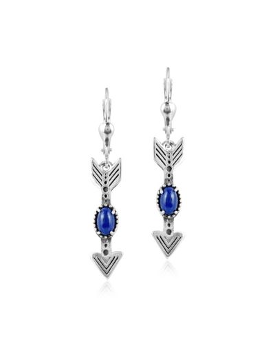 American West Jewelry серьги-ливербеки Sterling Lapis Lazuli Gemstone Arrow из серебра с лазуритом