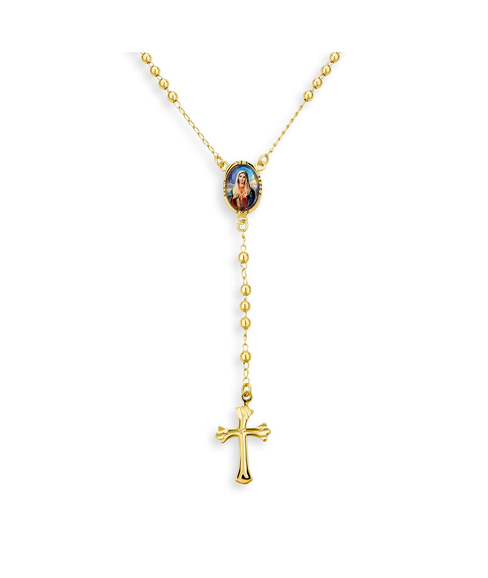 Ожерелье-розарий Bling Jewelry Religious Prayer Rosario Virgin Mother Mary, позолоченное