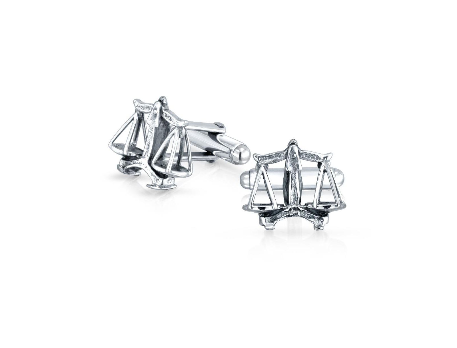 Bling Jewelry Scales Of Justice Libra Zodiac Cufflinks .925 Sterling Silver Hinge Back
