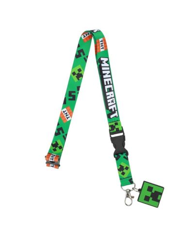 Minecraft ланьярд с брелоком в виде лица Creeper из резины