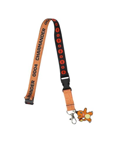 Pokemon Charmander Lanyard с резиновым брелоком и чехлом для ID из региона Kanto