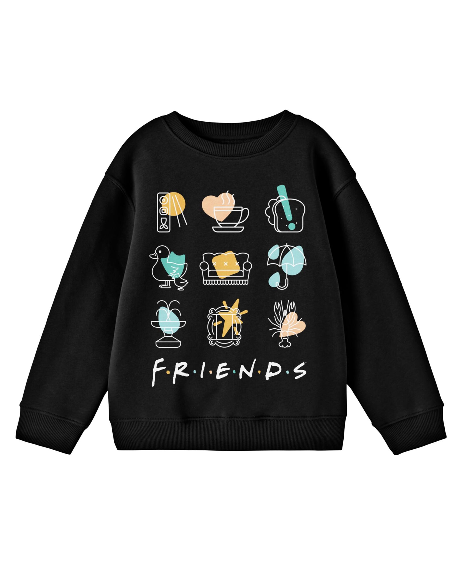 Детская рубашка Friends Boys Tv Show Icons Line Art Black Long Sleeve
