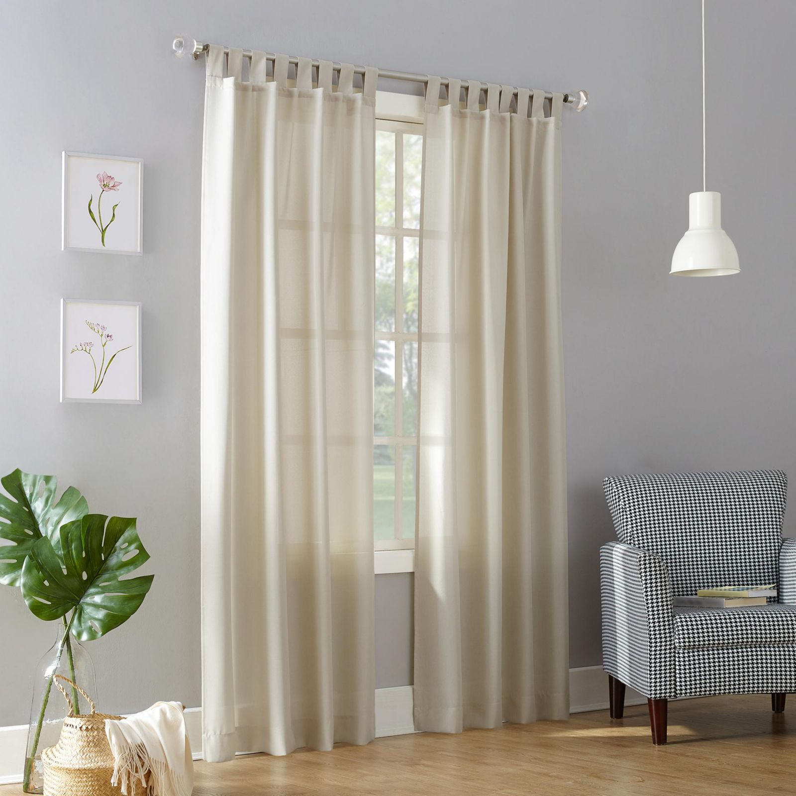 Clifford Heathered Texture Semi-Sheer Tab Top Curtain Panel