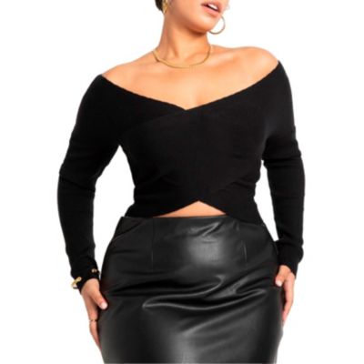 Женский укороченный свитер ELOQUII Plus Size Wrap Front