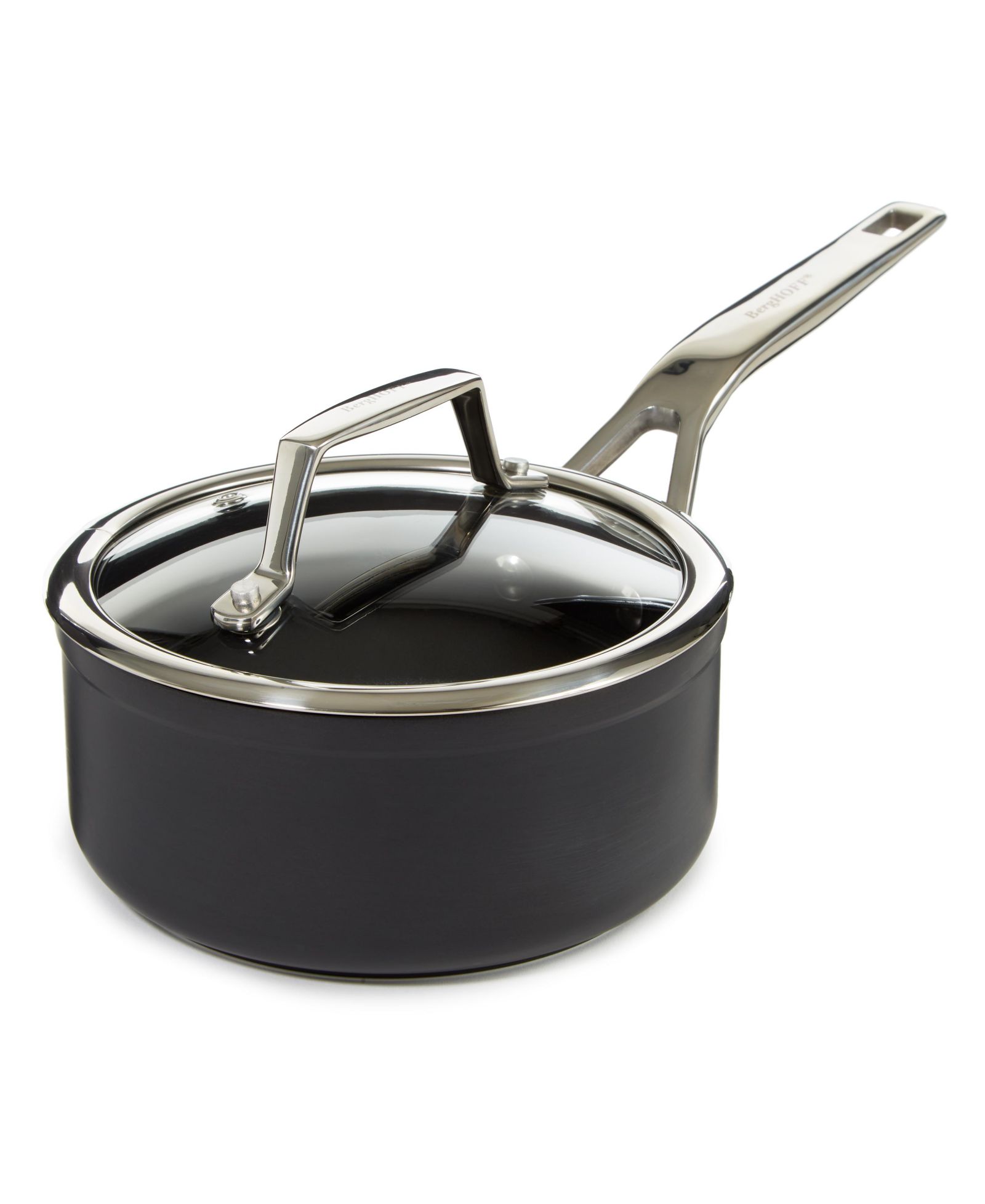 Сотейник BergHOFF Essentials Non-stick Hard Anodized 6.25" 1.3qt. With Glass Lid, Black