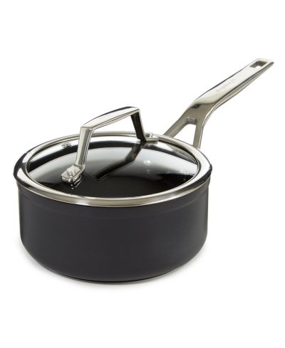 BergHOFF Essentials Non-stick Hard Anodized 6.25" Saucepan 1.3qt. With Glass Lid, Black
